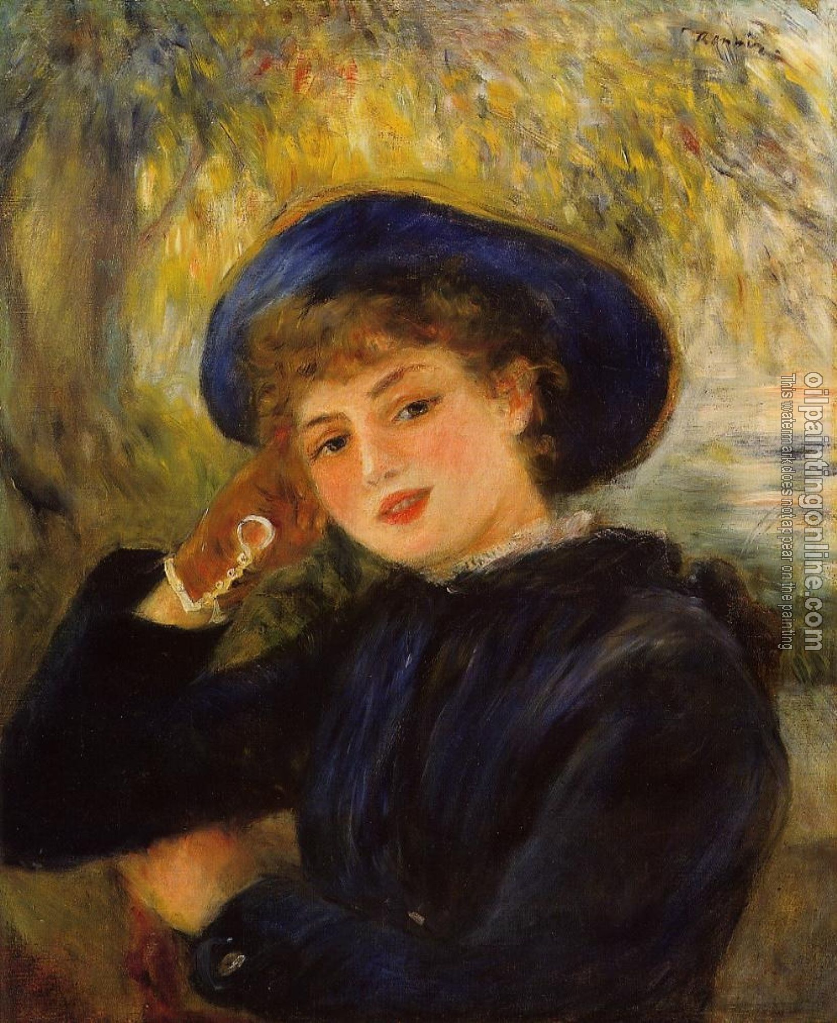 Renoir, Pierre Auguste - Mademoiselle Demarsy, Woman Leaning on Her Elbow